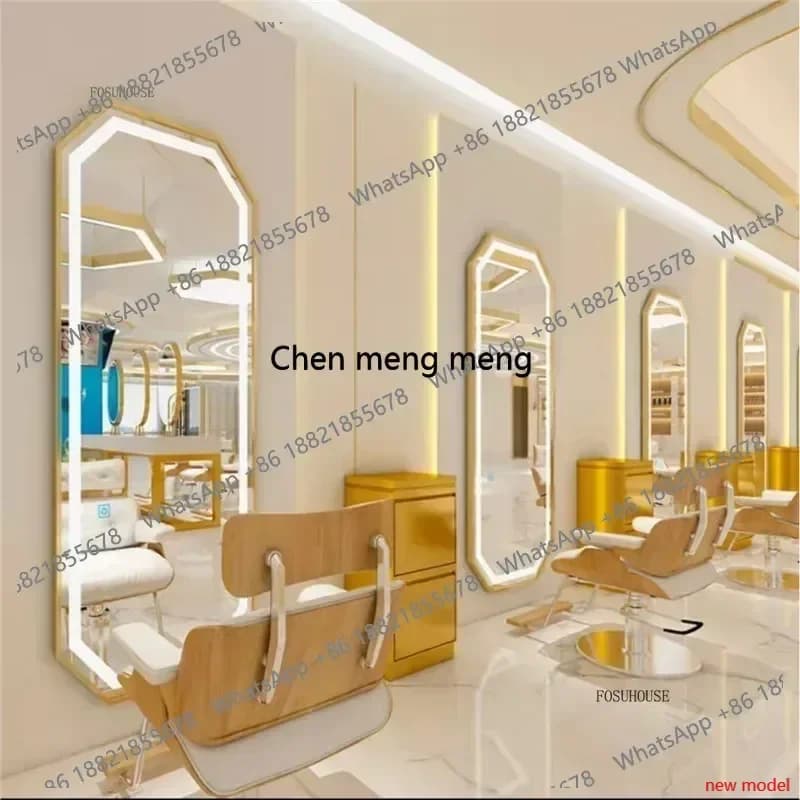 H178Hair Salon Furniture Barber Shop Hairdressing Mirrors Modern Wall Mounted Touch Screen Decorative Mirror with Led Light
