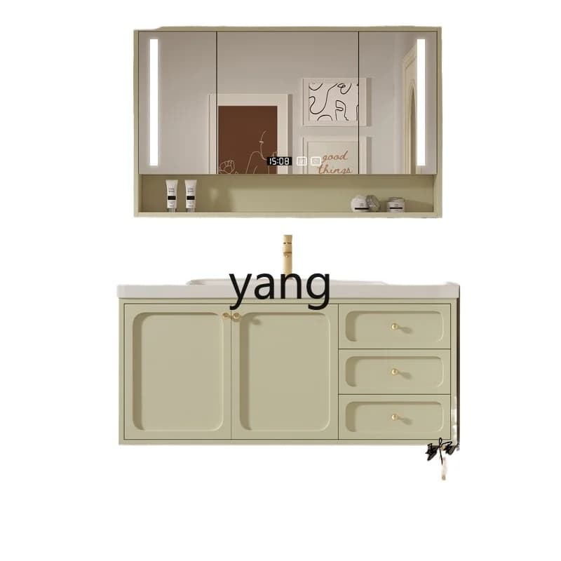 LH  oak bathroom cabinet combination integrated ceramic basin washstand