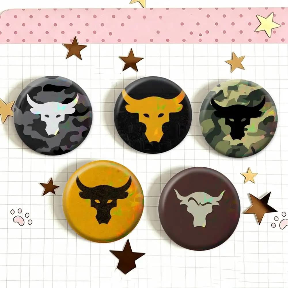 P-Project-Rock   Laser Badge Creative Pins Brooch for Bag Clothes Hat Decor Gifts Fans Collect