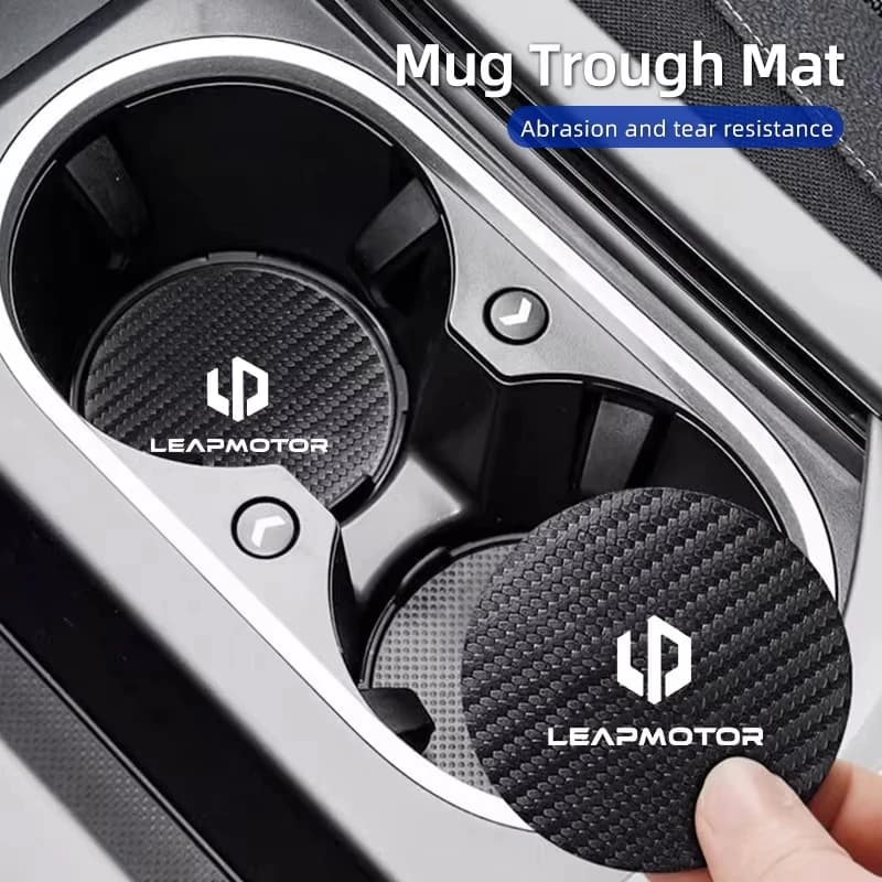 Leather Car Cup Mat Car Coaster Cup Holder Pad For Leapmotor C10 T03 B10 C11 C16 Lafa5