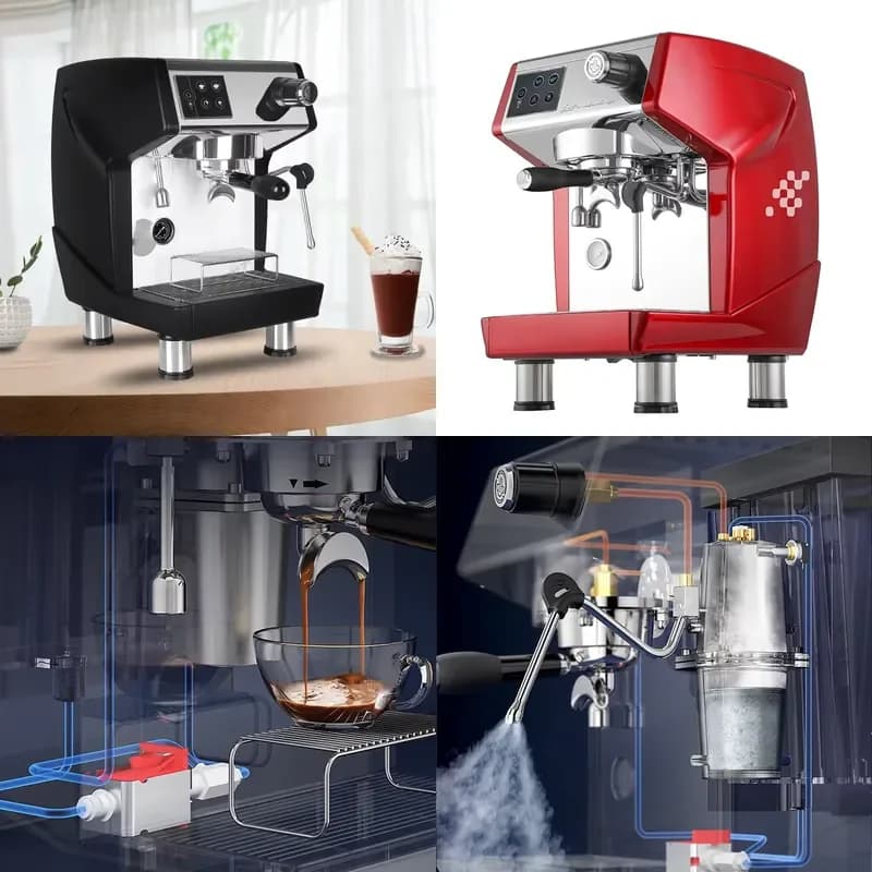 Commercial 2 Cup Stainless Steel Dual Pipe Coffee Maker Expresso Milk Frother