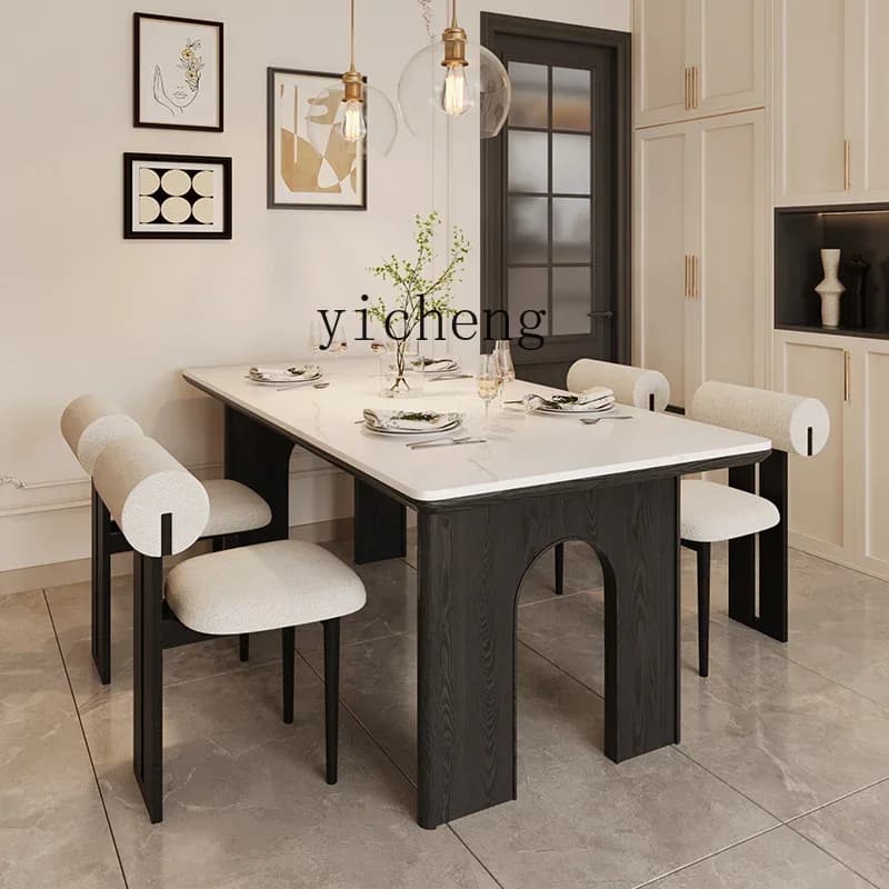 ZC all solid wood dining table and chair combination medium ancient style wabi-sabi retro small apartment furniture dining table
