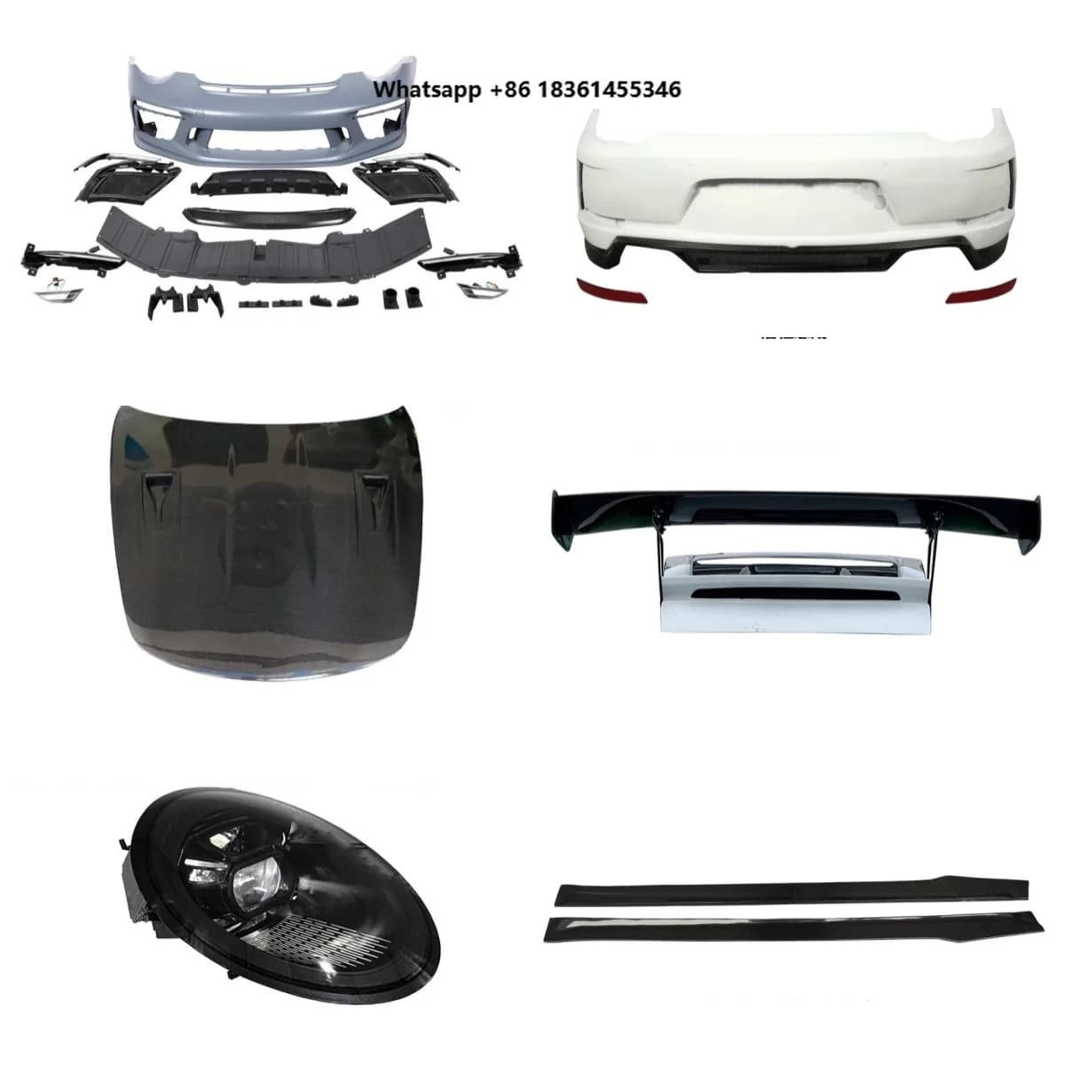 For 991 997 Upgrade 991.2 GT3 2005-2012 Modified Front Bumper Rear Bumper Assembly Engine Hood Tail Wing Body kit