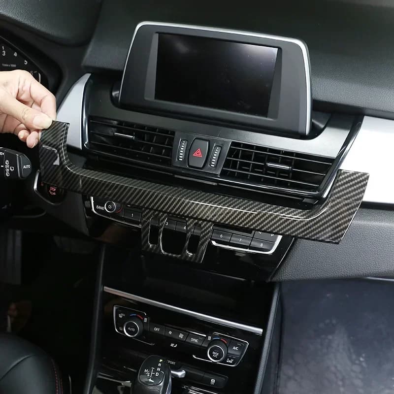 For BMW 2 Series F45 F46 2015-2018 ABS Carbon Fiber Car Navigation Display Under Volume Control Decorative Plate Car Accessories