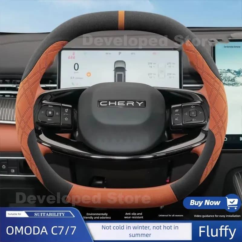 Suede Warm Car Steering Wheel Cover For Omoda 7 shs c7 phev 2026 Heating Steering Cover Auto interior Omoda C7 2026 Accessories