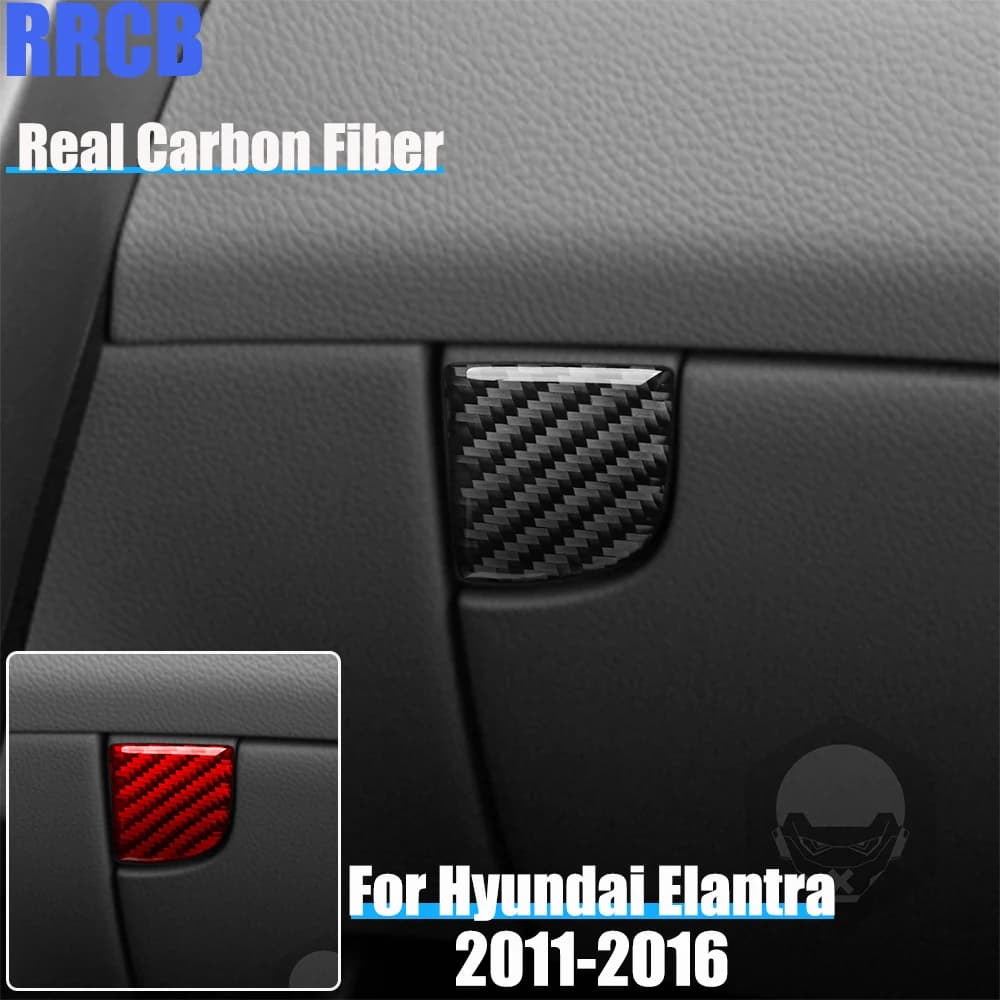 Real Carbon Fiber Car Accessories Glove Storage Handle Trim Soft Cover Sticker For Hyundai Elantra 2011 2012 2013 2014 2015 2016