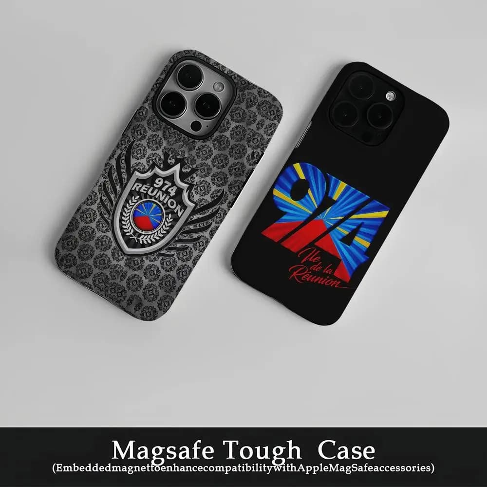 974 Reunion Island Logo Phone Case Film Korean INS For IPhone 16 15 14 13 12 11 Pro Max Plus Luxury Magnetic Double-layer Cover