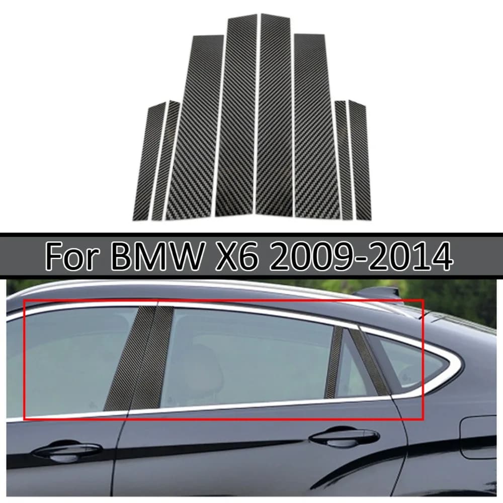 Real Carbon Fiber B Pillar Trim Sticker Panels For BMW X6 2009-2014 Car Exterior Styling Accessories Kit Sets Replacement Panels
