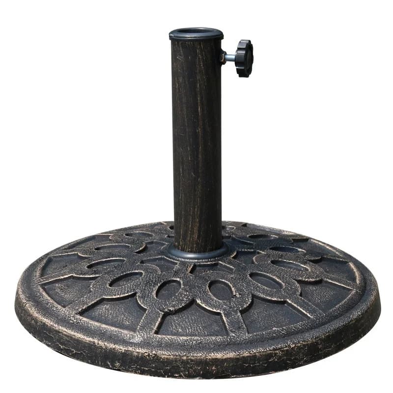 Umbrella Stand Round Floral Design Cement Base Garden Parasol Base