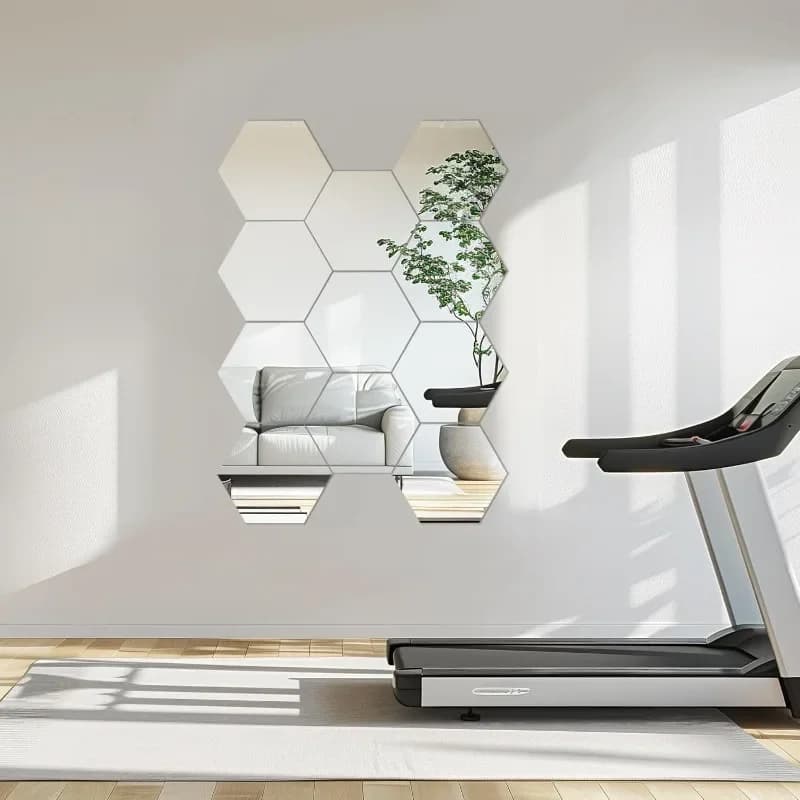 60PCS Hexagonal Self-adhesive Wall Mirror Stickers Suitable for Bathroom Mirrors, Gym Mirrors, and Home Door Decorations