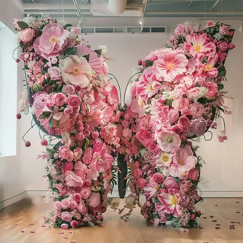 Giant butterfly three-dimensional shopping mall set, large color DIY simulation flower butterfly road guide ornament