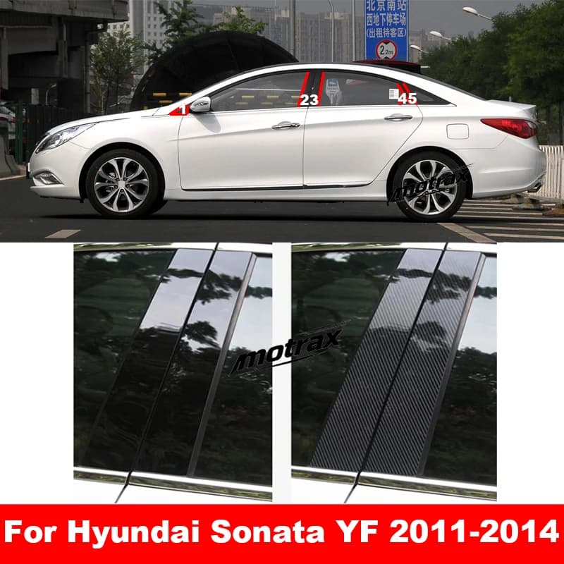 For Hyundai Sonata YF 2011 2012 2013 2014 Car Pillar Posts Door Window Trim Cover Window Decorative Cover BC Column Sticker