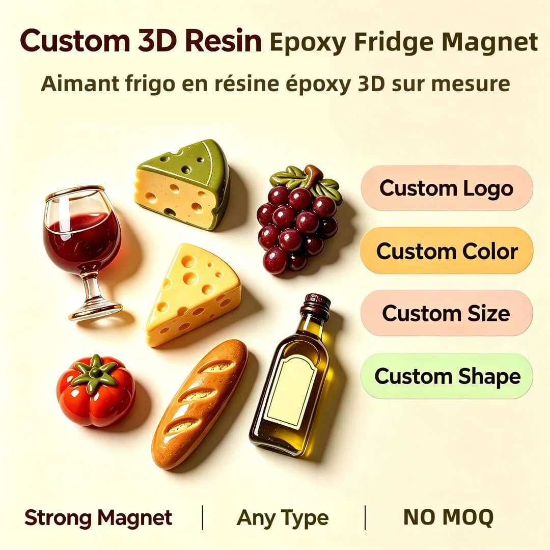 Wholesale Custom 3D Epoxy Fridge Magnet Resin Boutique Refrigerator Magnets 3D Stereo Magnetic Sticker Home Decor Creative Gifts