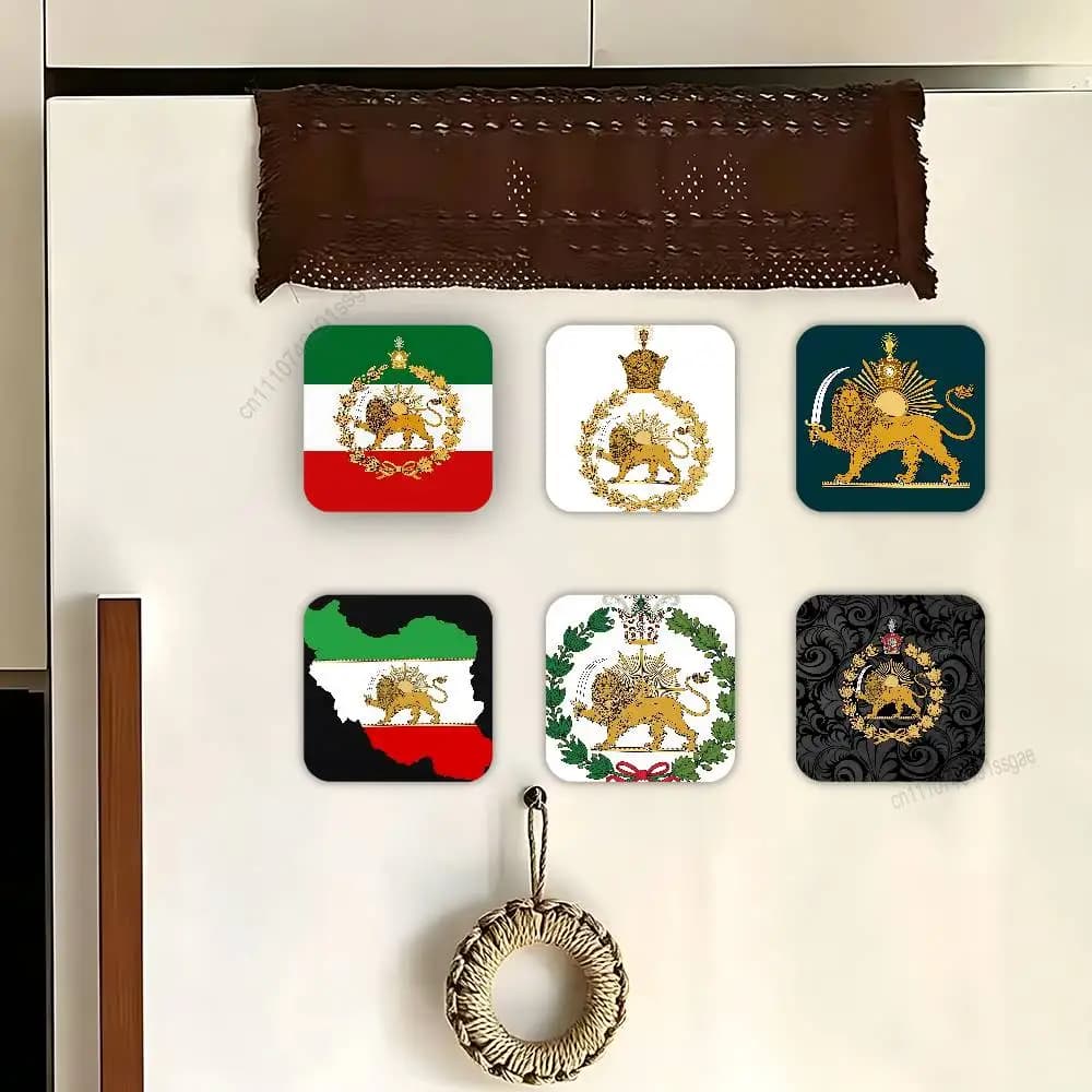 Coat of Arms of I-Iran Square Decorative Fridge Magnets for Home Kitchen Office Whiteboard & Locker