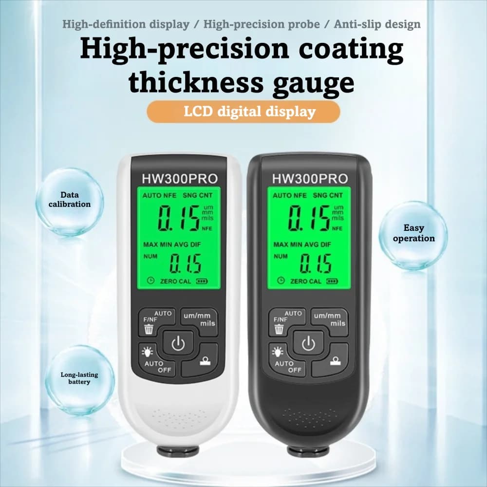 0-2000UM Range Paint Thickness Gauge Digital Display Automatic Measurement Film Thickness Tester Manual Mode