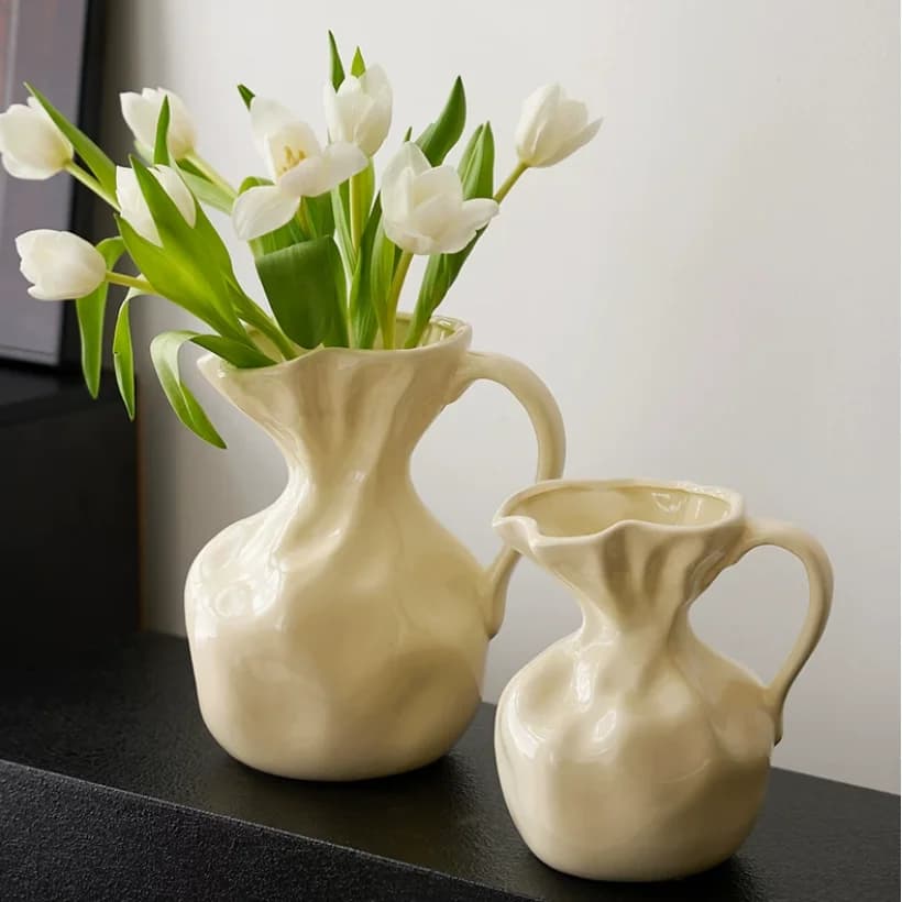 Simple Ceramic Vase Creative Jug Decorative Office Dried Flowers Organizer French Living Room Desktop Ornaments Home Decoration