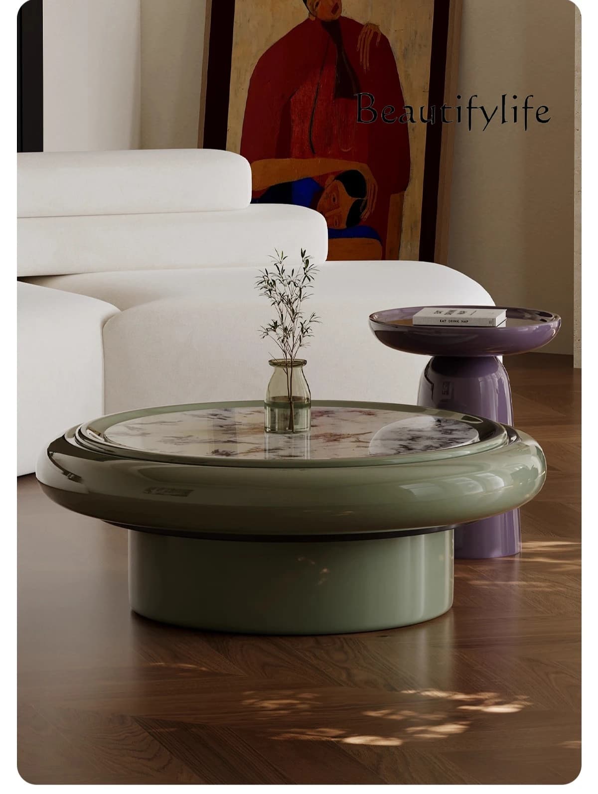 Nordic minimalist round coffee table living room home designer creative luxury stone high sense of simplicity