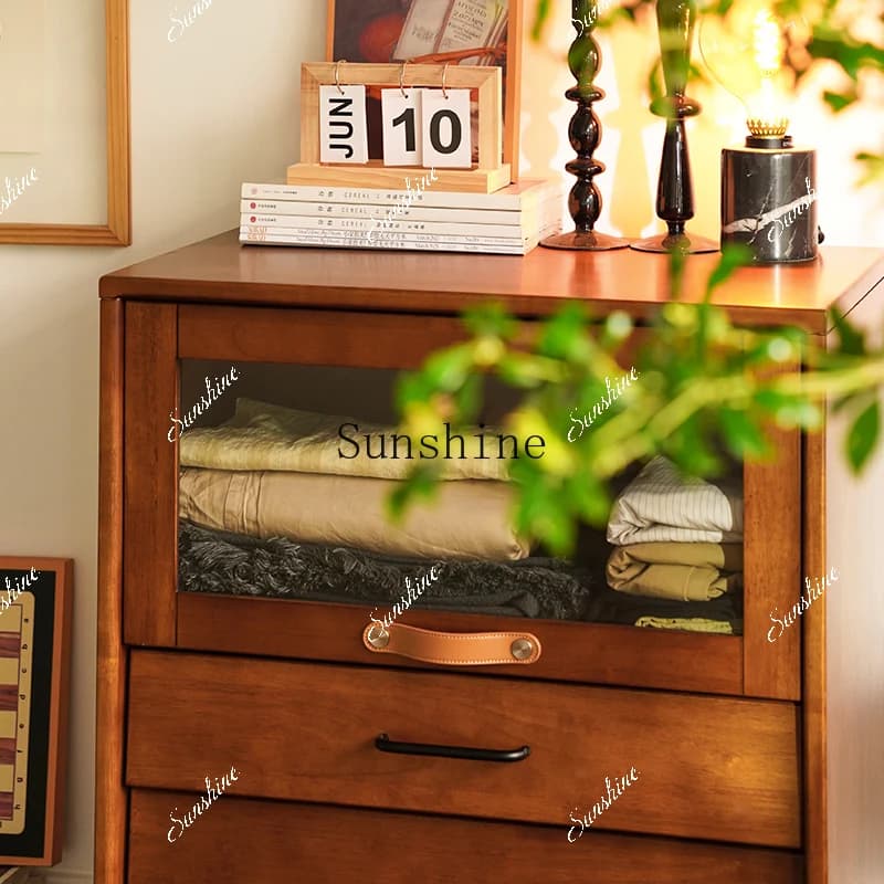 Full Solid Wood Drawer Bedroom Locker Nordic Log Furniture   FT