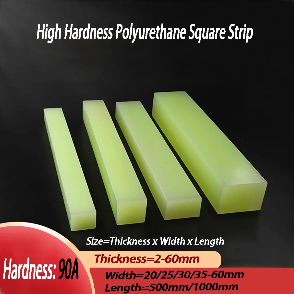 High Hardness Polyurethane Square Bar Plate 90A Cowhide Rubber Plate Bar PU Bar Urethane Bar Wear-Resistant Elastic Rubber Bar