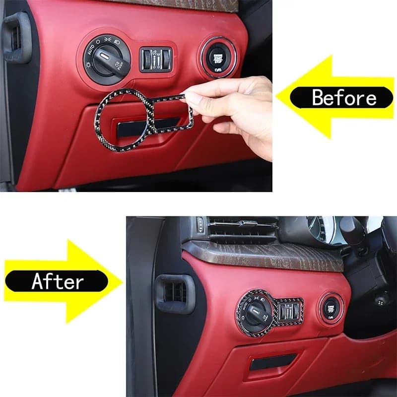 Soft Carbon Fiber Car Headlight Switch Decorative Frame for Maserati Ghibli Quattroporte 2014-2022 Interior Accessories