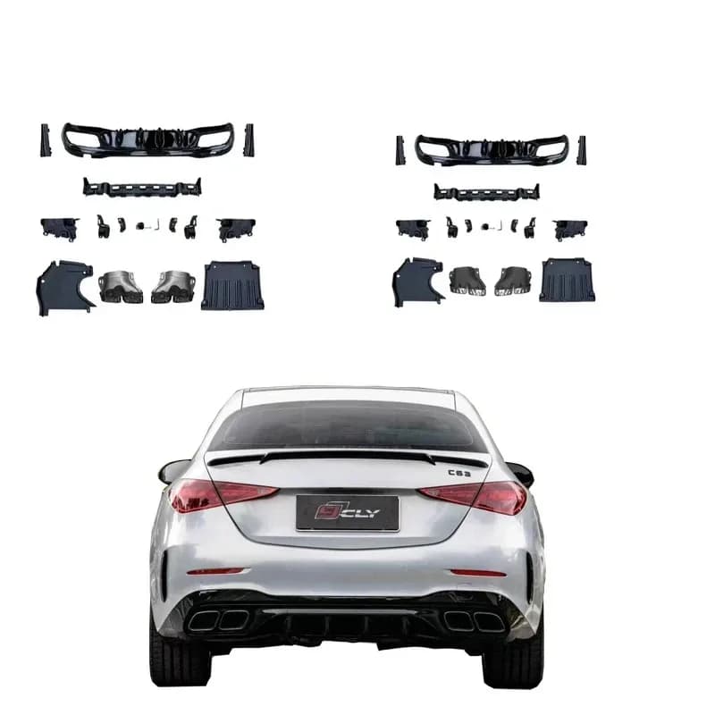 Flash Sale ! For  C-Class 22-24 W206 Upgr C63   Black Silver Color Diffuser With  Exhaust Pipe
