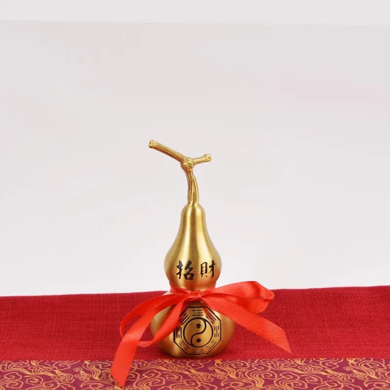 Brass Gourd with Brass Spout, Openwork Brass Gourd, Home Entrance Decorative Brass Gourd, Eight Trigrams Brass Gourd, Brass Orna