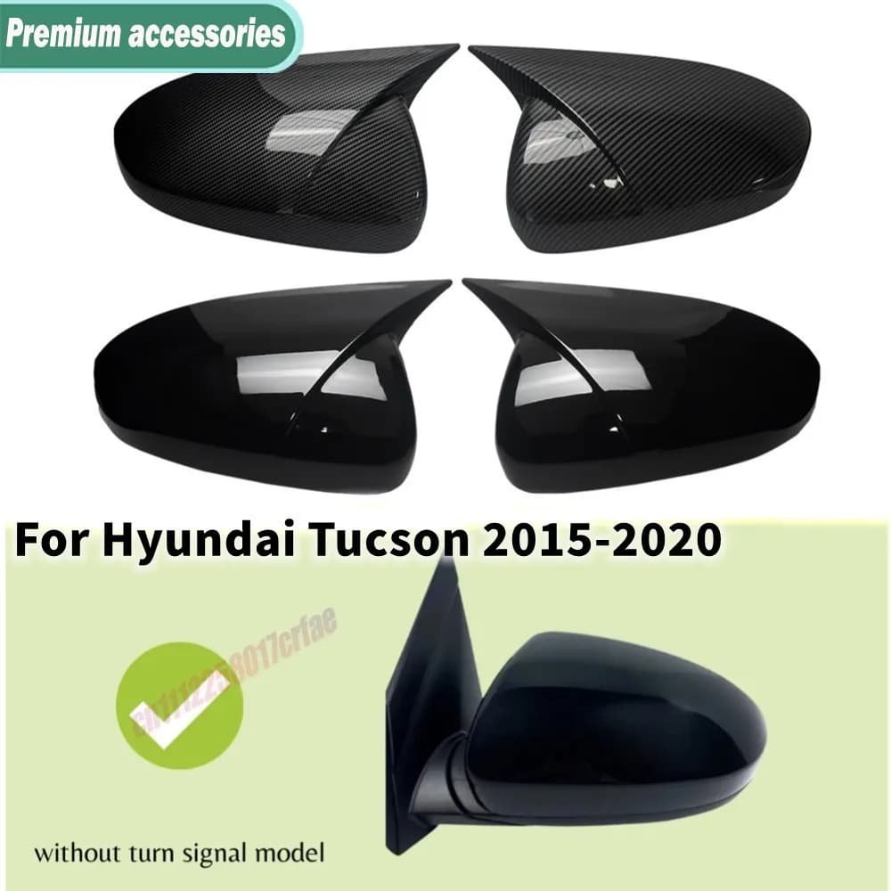 For Hyundai Tucson 2015-2020 ABS Car Rearview Side Mirror Cover Wing Cap Exterior Door Trim Adhesive Sticker Without Signal