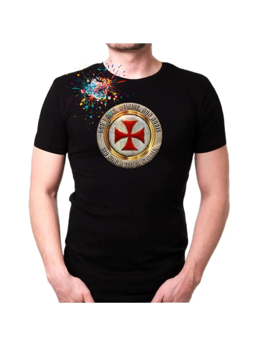 Knights Templar Masonic Medieval Crusaders Motto Symbol T-Shirt 100% Cotton O-Neck Summer Short Sleeve Casual Mens T-shirt