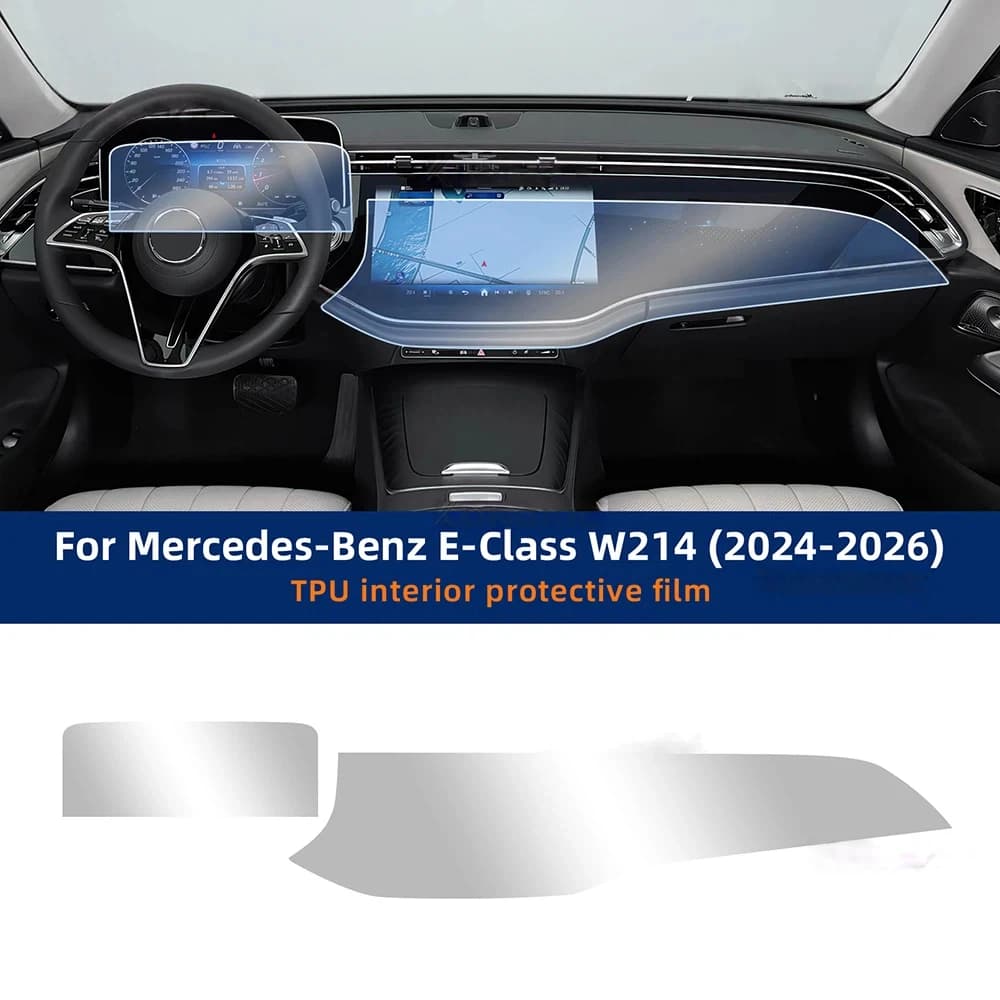 Car Interior TPU Protective Film For Mercedes Benz E Class W214 2024 2025 2026 Dashboard Screen Transparent Anti-scratch Sticker