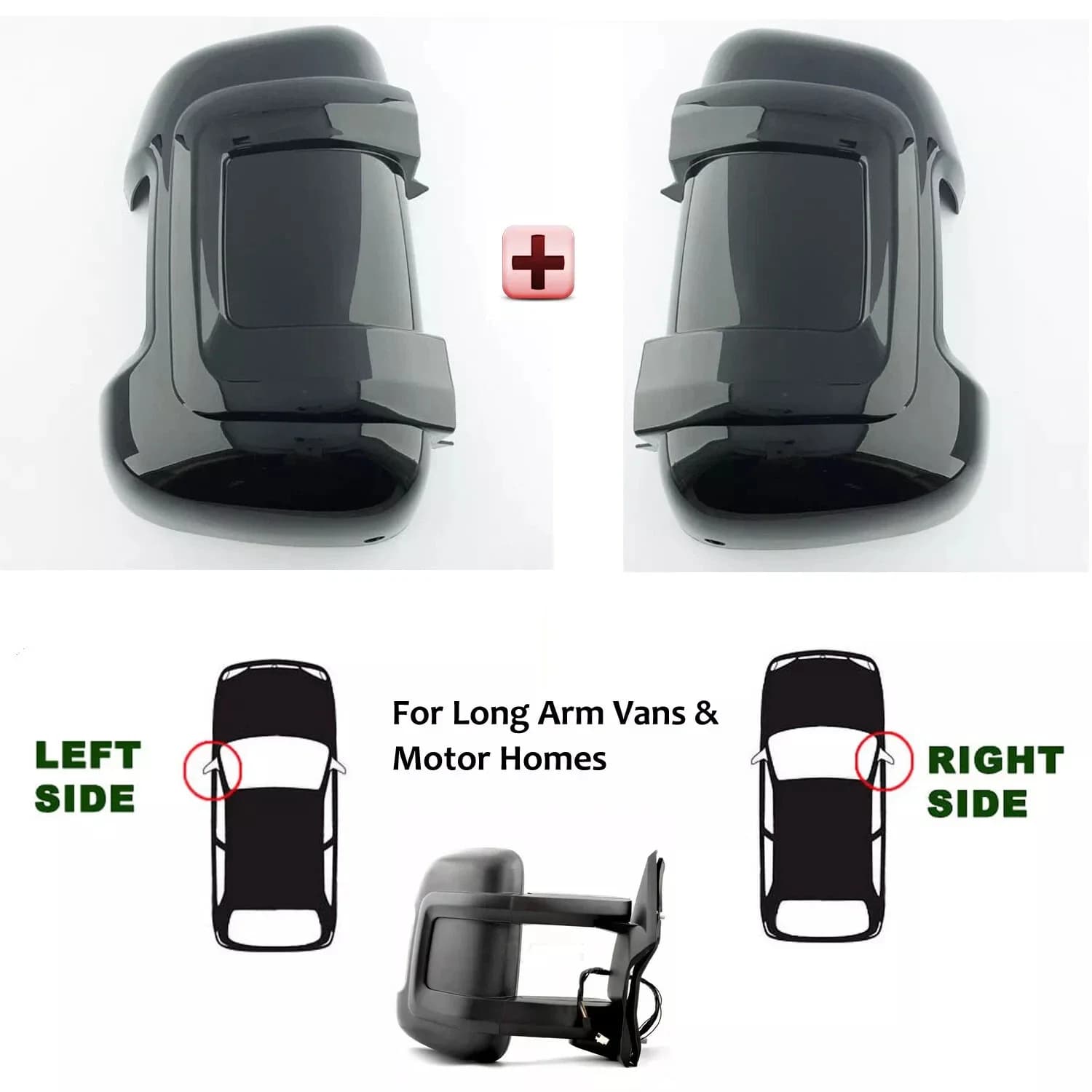 Motorhome Mirror Protectors Guards Rearview Mirror Shell Caps For Fiat Ducato Peugeot Boxer Relay Long Arm Pair