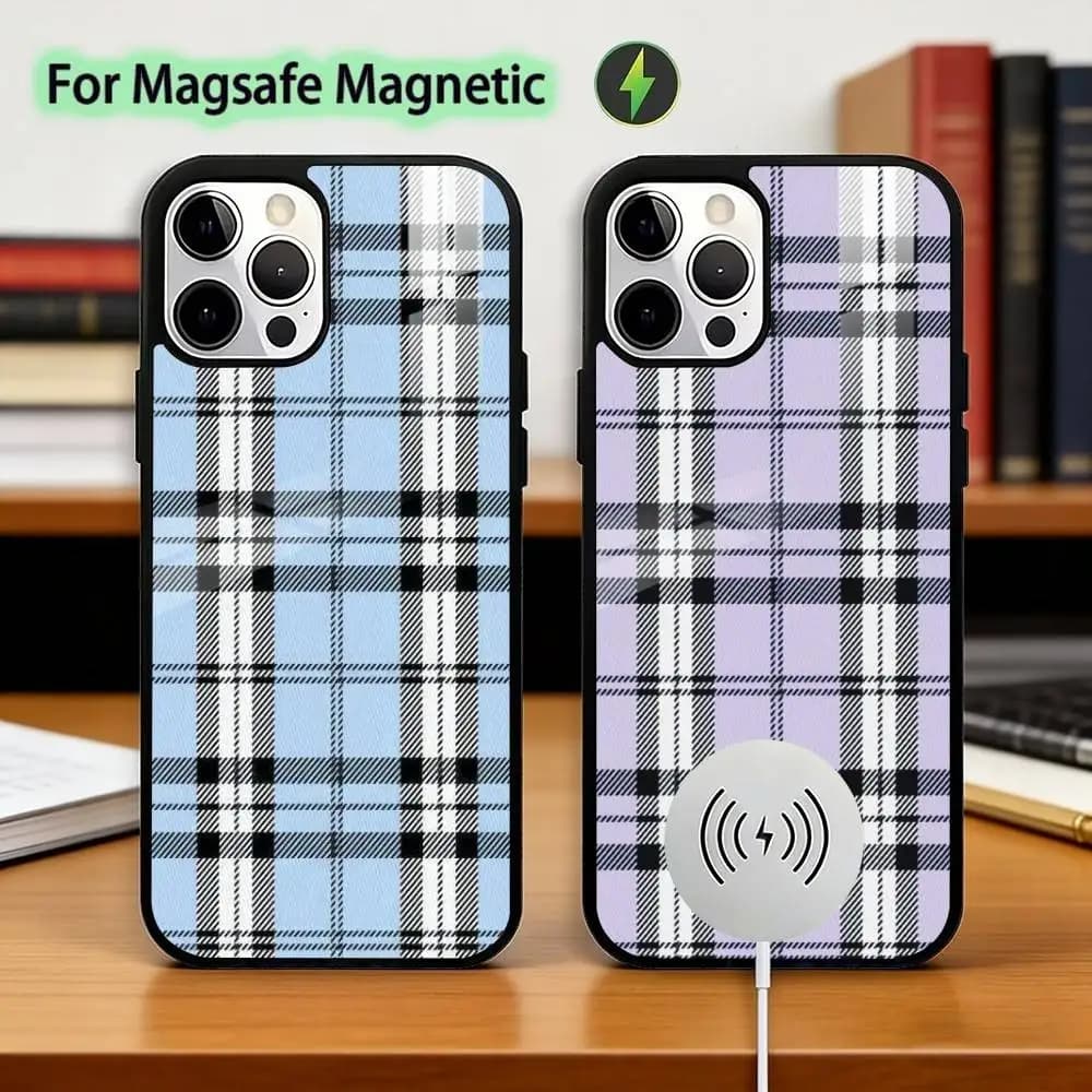 Cloth G-Grain Phone Case For iPhone17,16,15,14,13,12,11 Plus,Pro Magnetic For Magsafe Wireless Charging
