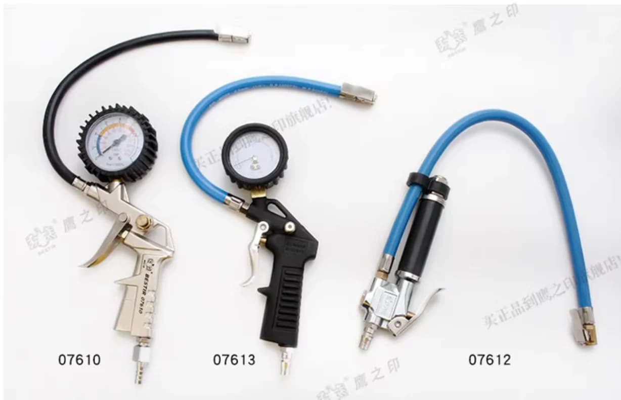 BESTIR tool tyre inflator with gauge 0-220PSI 0-8kg/cm2 Concealed/shock-absorbing tire air gun Inflation pressure gauge NO.07612