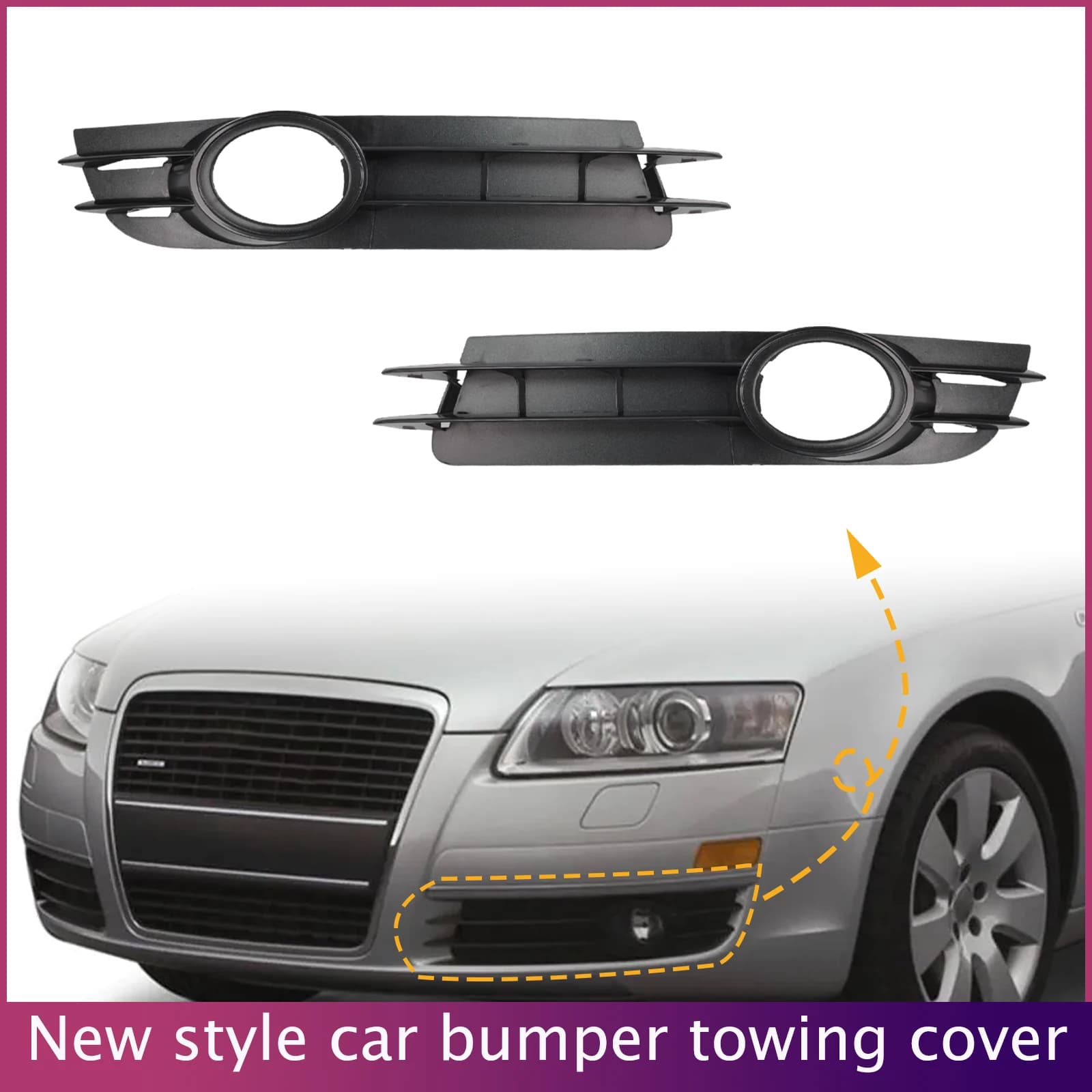 Fog Light Frame Lamp Trim Grill Cover Under Front Bumper For Audi A6/A6 Quattro 2005-2008 4F0807681A 4F0807682A Car Accessories