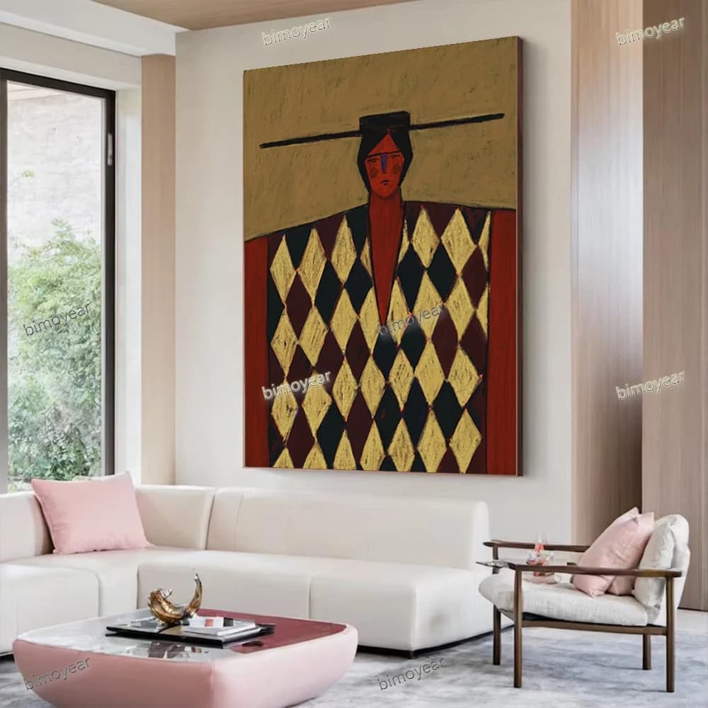 100% Handmade Abstract Oil Painting on Canvas New Fashion Figure Hanging Paint Wall Art Picture for Home Living Room Decor Image