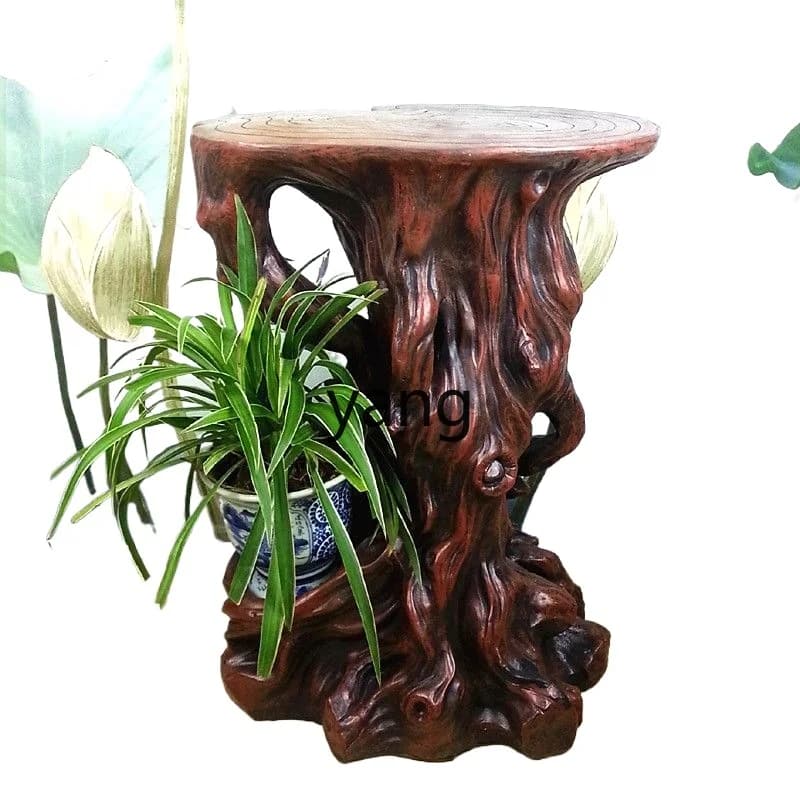 VC flower stand Chinese indoor living room balcony retro flower table ornament imitation wood floor base decoration