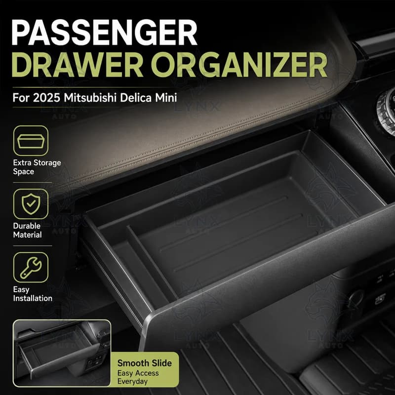 For 2025 Mitsubishi Delica Mini Dashboard Passenger Drawer Storage Box Modification Parts Car Interior Accessories