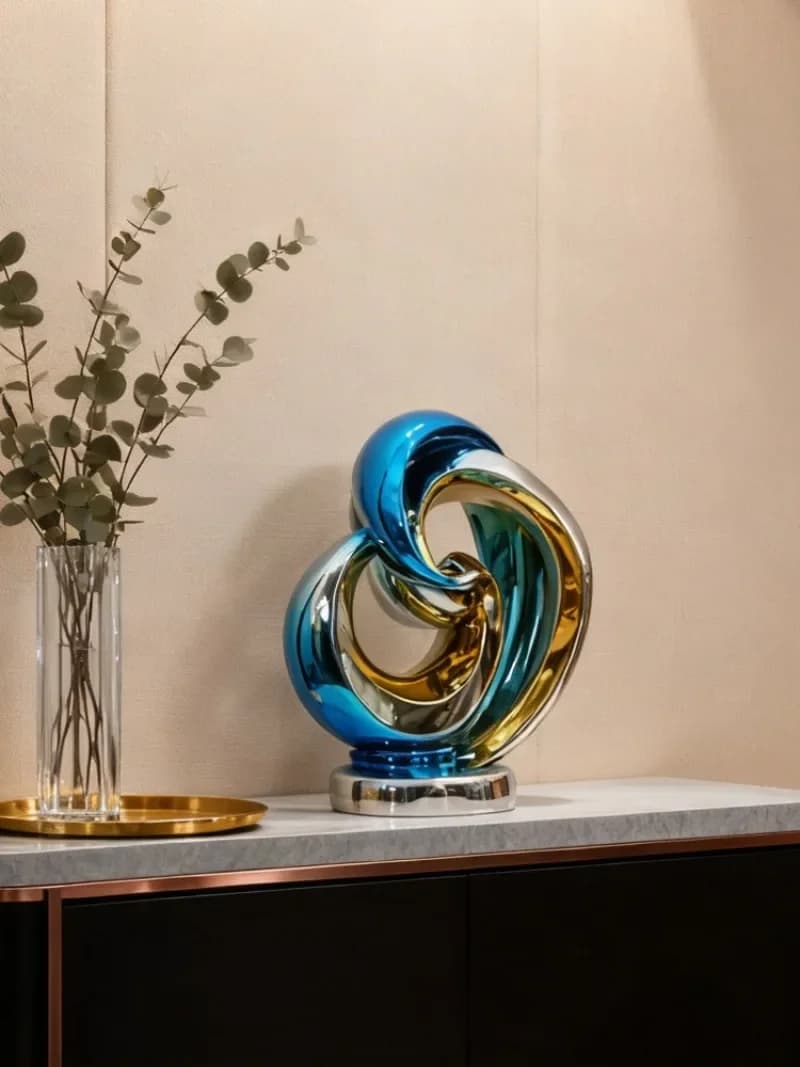 Creative Circular Ring Decor Colorful Electroplating Sculpture Crafts Living Room Foyer Office Desktop Luxury Home Decor Statue