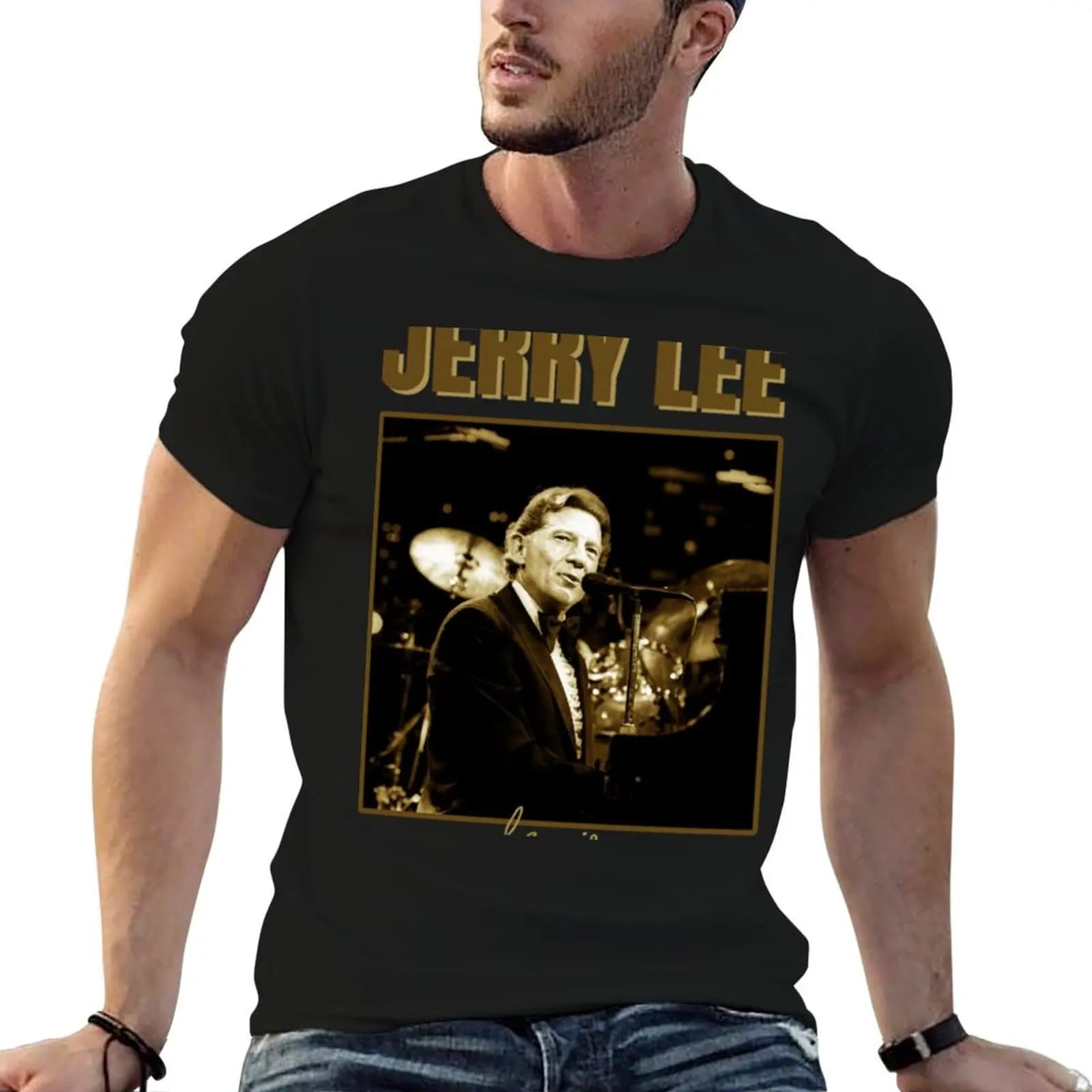 jerry lee lewis T-Shirt Basic Breathable Solid Color T-Shirt