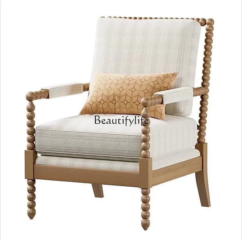 pg55American country sofa chair single sofa fabric casual tiger chair old