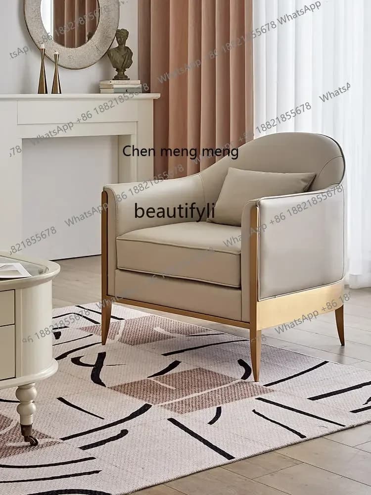 ss 8350  American Lazy Sofa Single Sofa Modern Minimalist Leather Wingback Chair Sofa Furniture