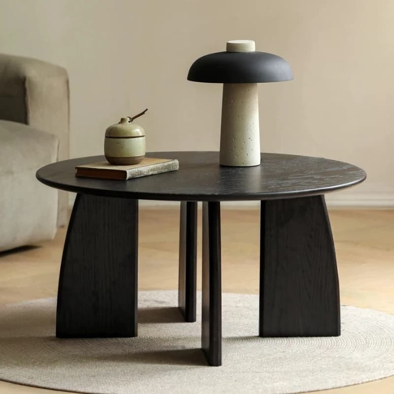 Japanese Round Coffee Table Black Minimalist Small Flexible Coffee Tables Living Room Modern Cabeceros Wabi Sabi Furniture