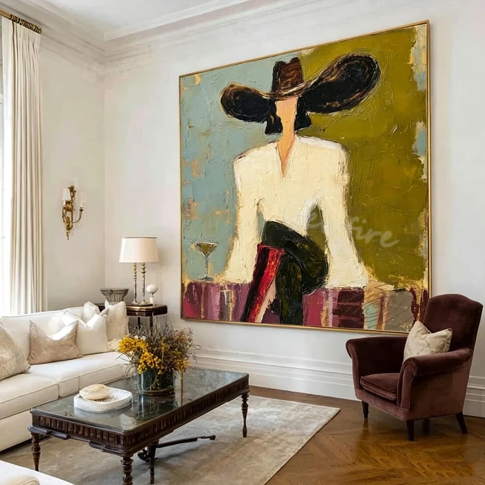 Modern Abstract Oil Painting on Canvas Unique Handmade Mural FigureWall Art Picture for Living Room Home Decor Image Artwork
