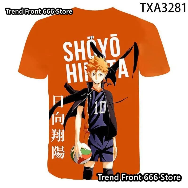 Japanese Anime Haikyuu Volleyball Juvenile Children's T-shirts Summer Short Sleeve Crewneck Tops Boys And Girls Tees