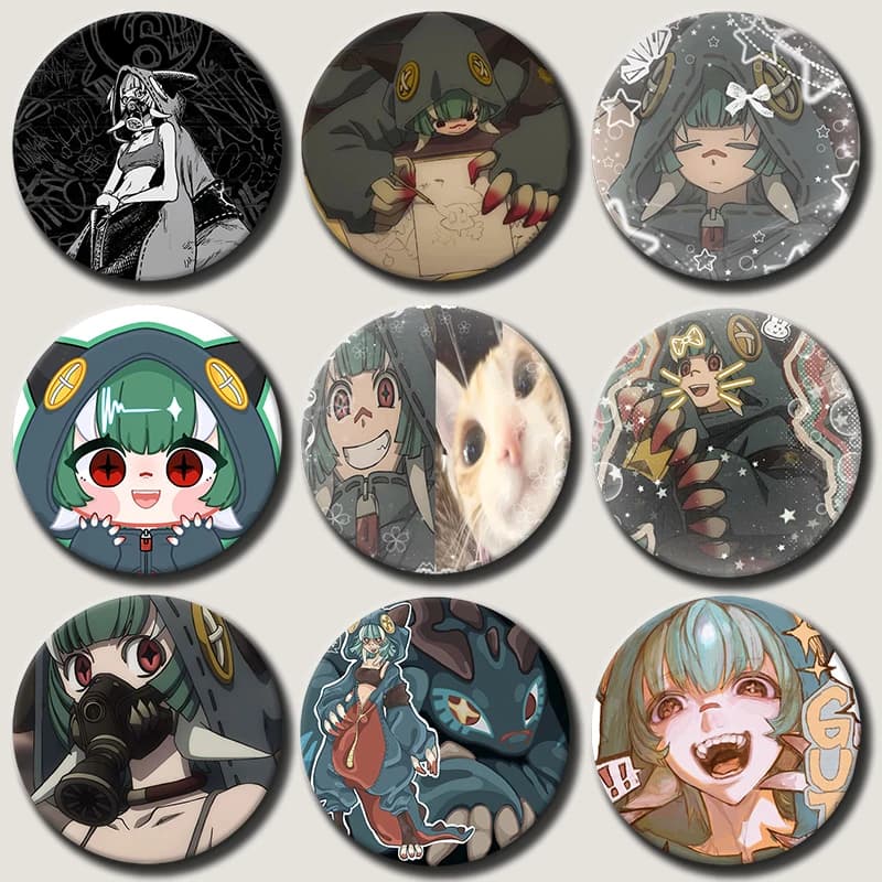 58mm Anime Character Guita Pins Tinplate Badge Guita Cartoon Brooches for Backpack Hat Clothes Decoration Fans Collection Gifts