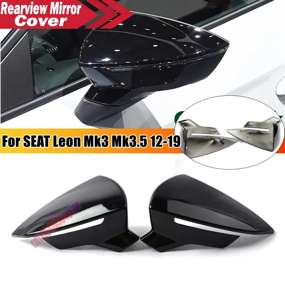 For SEAT 2012-2020 LEON MK3 5F 2017-2023 IBIZA MK5 ABS Car Rearview Side Mirror Cover Wing Cap Exterior Door Trim Replacement