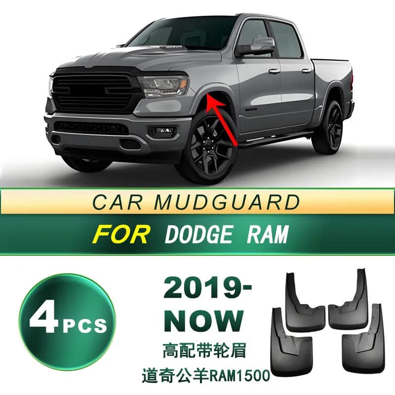 Mud Flaps for Dodge Ram 1500 Laramie Limited 2019 Now With Fender Flares 4Pcs Premium Splash Guards Luxury Protection