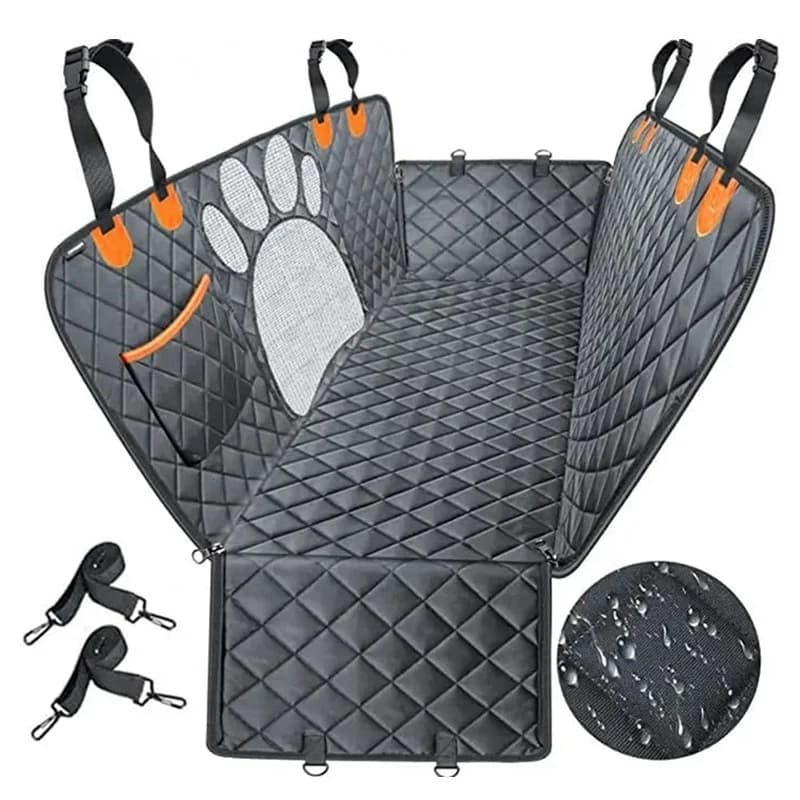Universal Pet Seat Cover for Car Rear Seat, 100% Waterproof Dog Car Hammock with Visual Mesh Window and Side Zipper