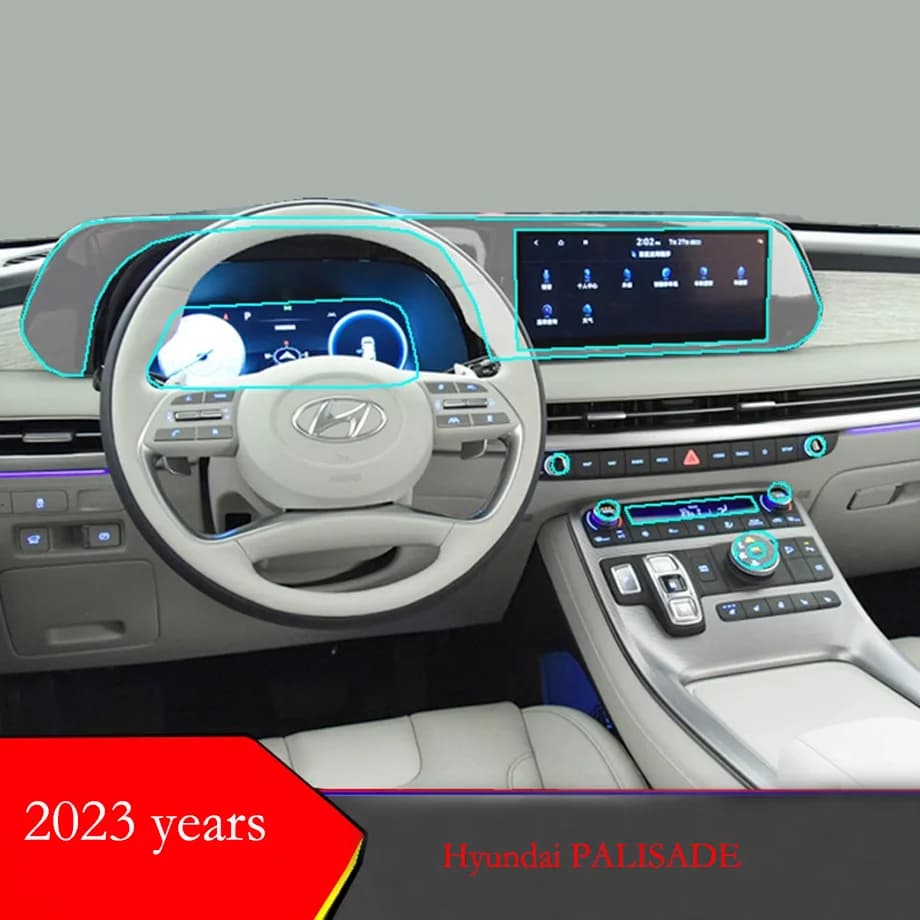 Tpu Transparent Film for Hyundai PALISADE 2023 Interior Protection Sticker Center Control Door Navigator Panel Car Accessories