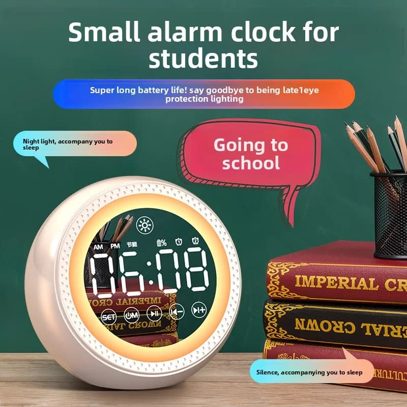 Student Alarm Clock Bluetooth Speaker Student Alarm Clock Multifunctional High Volume Dormitory Reloj Despertador