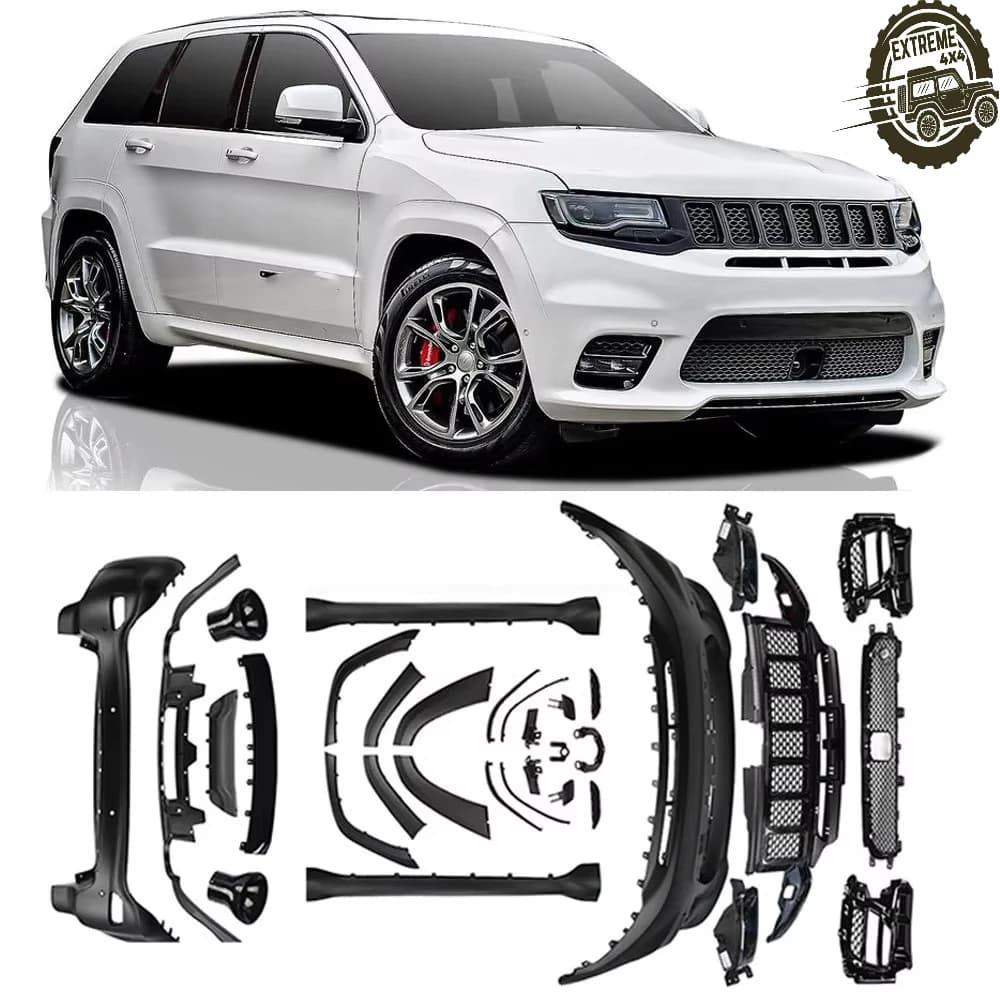 New Style Upgrade Body Kit Auto Parts Front Rear Complete Bumper Kit with Hood for Grand Cherokee SRT8 2017-2020